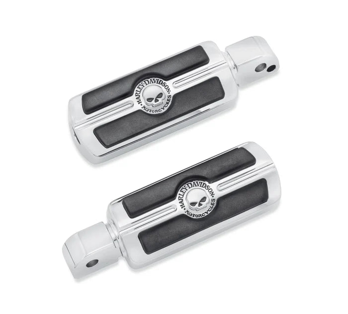 WILLIE G SKULL PASSENGER FOOTPEGS - 18+ Softail & 20+ LiveWire (CHROME)