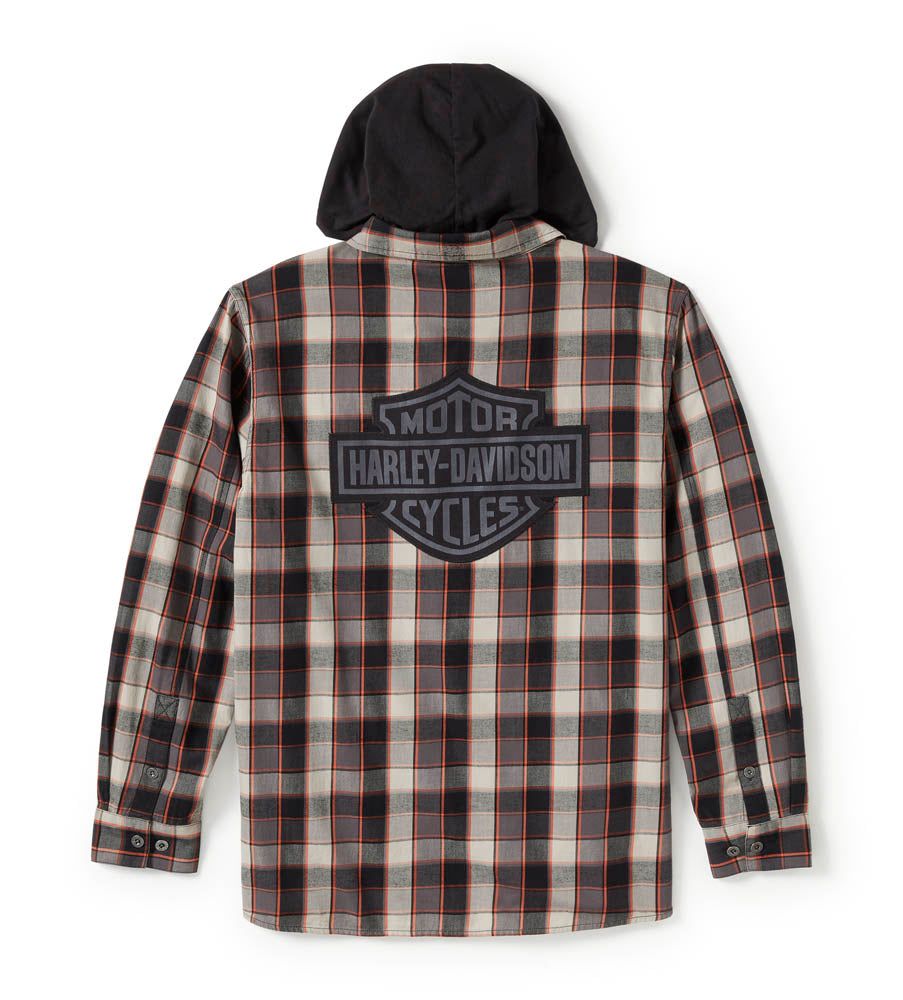 METAL BOUND LONG SLEEVE HOODED SHIRT