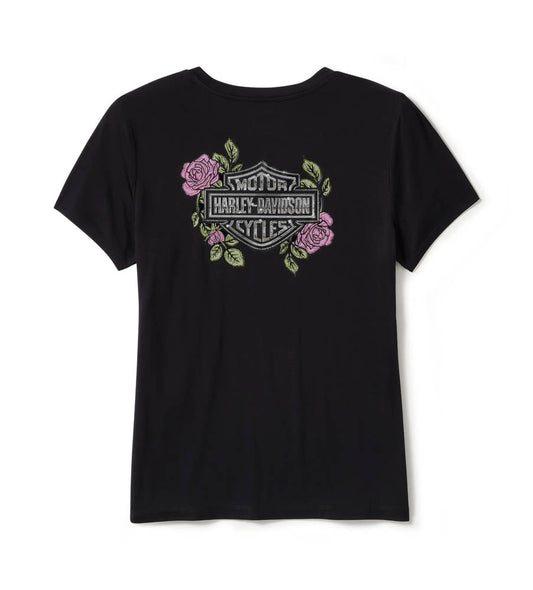 ROSE & TORN BLING V-NECK TEE