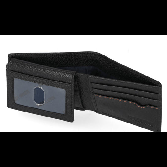 Harley-Davidson® Men’s Classic Genuine Pebble Leather B&S Passcase Wallet – Black