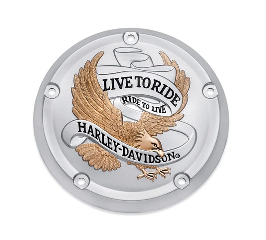 LIVE TO RIDE DERBY COVER - 19+ SOFTAIL (CHROME)