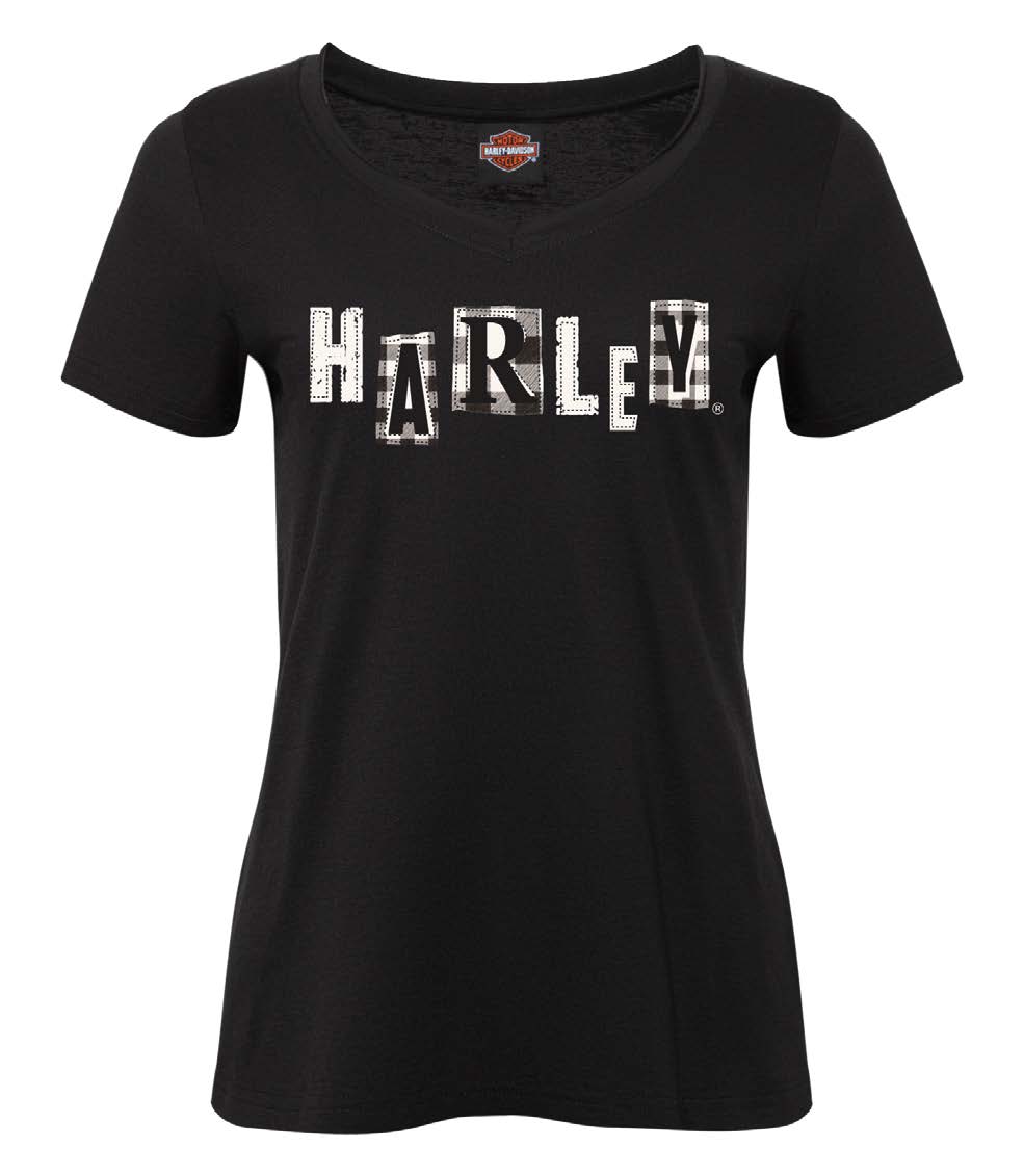 WOMEN'S GINGHAM DEALER TEE - BLACK