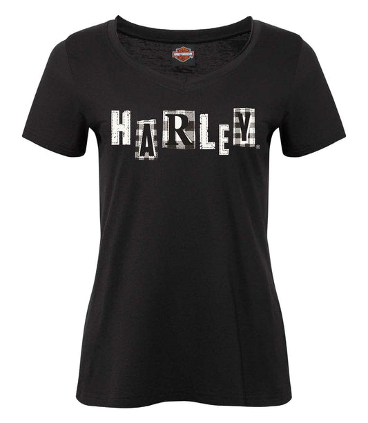 WOMEN'S GINGHAM DEALER TEE - BLACK