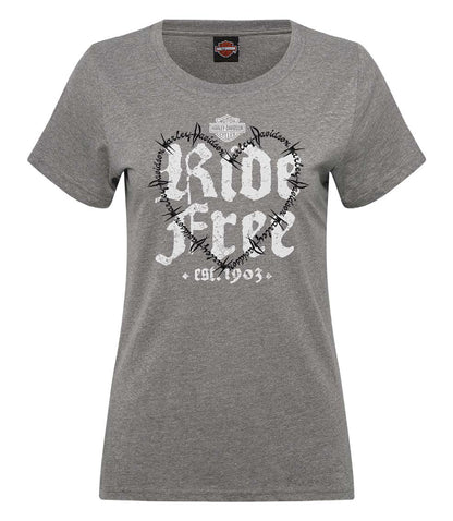 WOMEN'S BARBED WIRE DEALER TEE - CHARCOAL