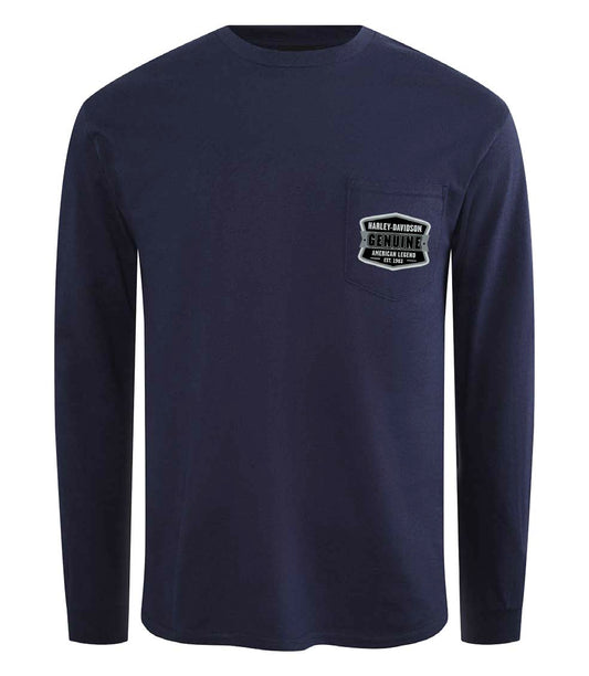 GENUINE LONG SLEEVE POCKET DEALER TEE - NAVY
