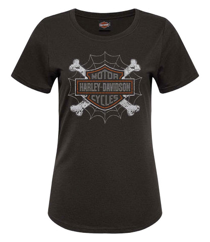 WEB N BONES WOMENS DEALER TEE - BLACK