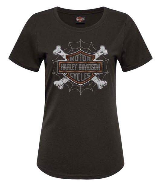 WEB N BONES WOMENS DEALER TEE - BLACK