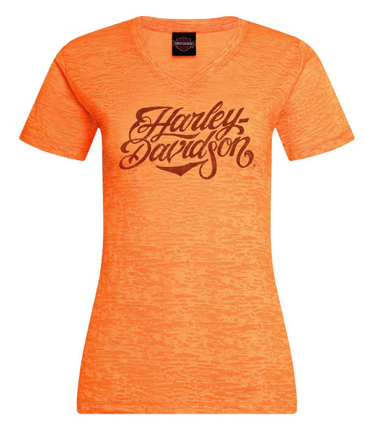 DELICATE WOMENS DEALER TEE - ORANGE BURNOUT