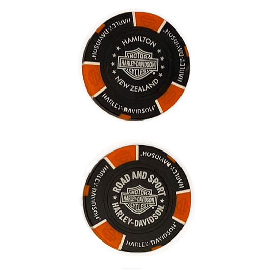 H-D POKER CHIP BLACK & ORANGE
