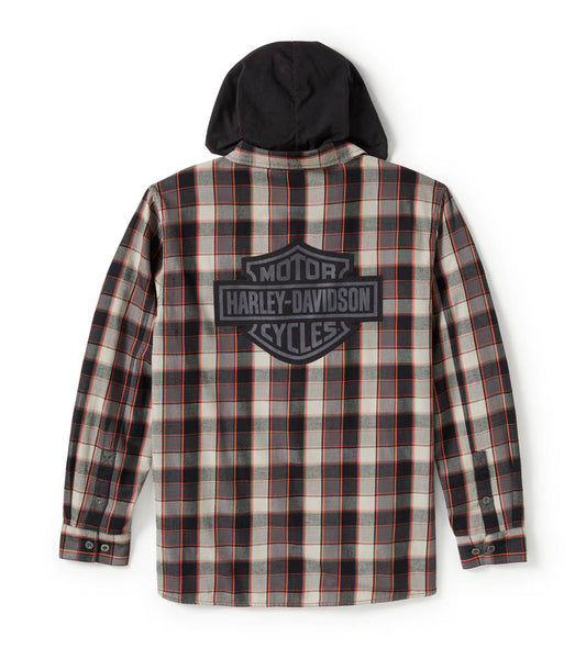 METAL BOUND LONG SLEEVE HOODED SHIRT
