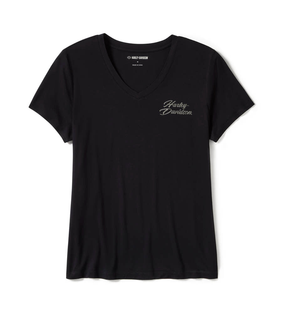 ROSE & TORN BLING V-NECK TEE