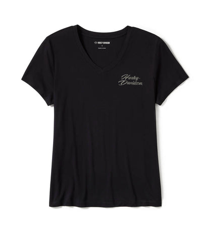 ROSE & TORN BLING V-NECK TEE