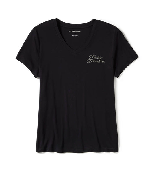 ROSE & TORN BLING V-NECK TEE