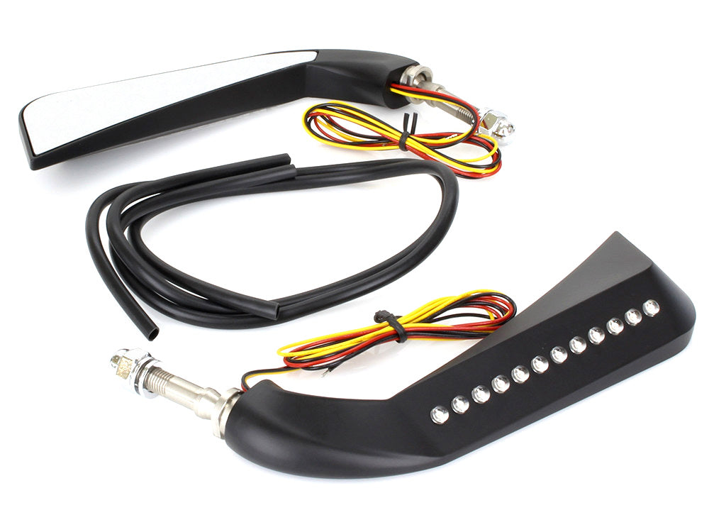 SLIM SICKLE / AVENGER MIRRORS WITH LED INDICATORS (BLACK)