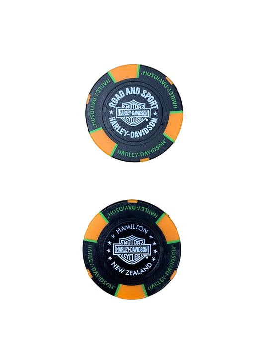H-D POKER CHIP BLACK/NEON ORANGE/NEON GREEN