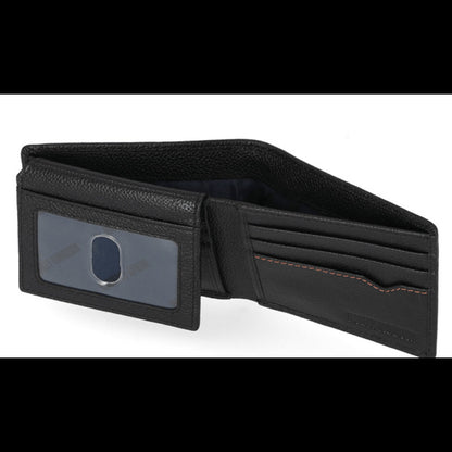 Harley-Davidson® Men’s Classic Genuine Pebble Leather B&S Passcase Wallet – Black