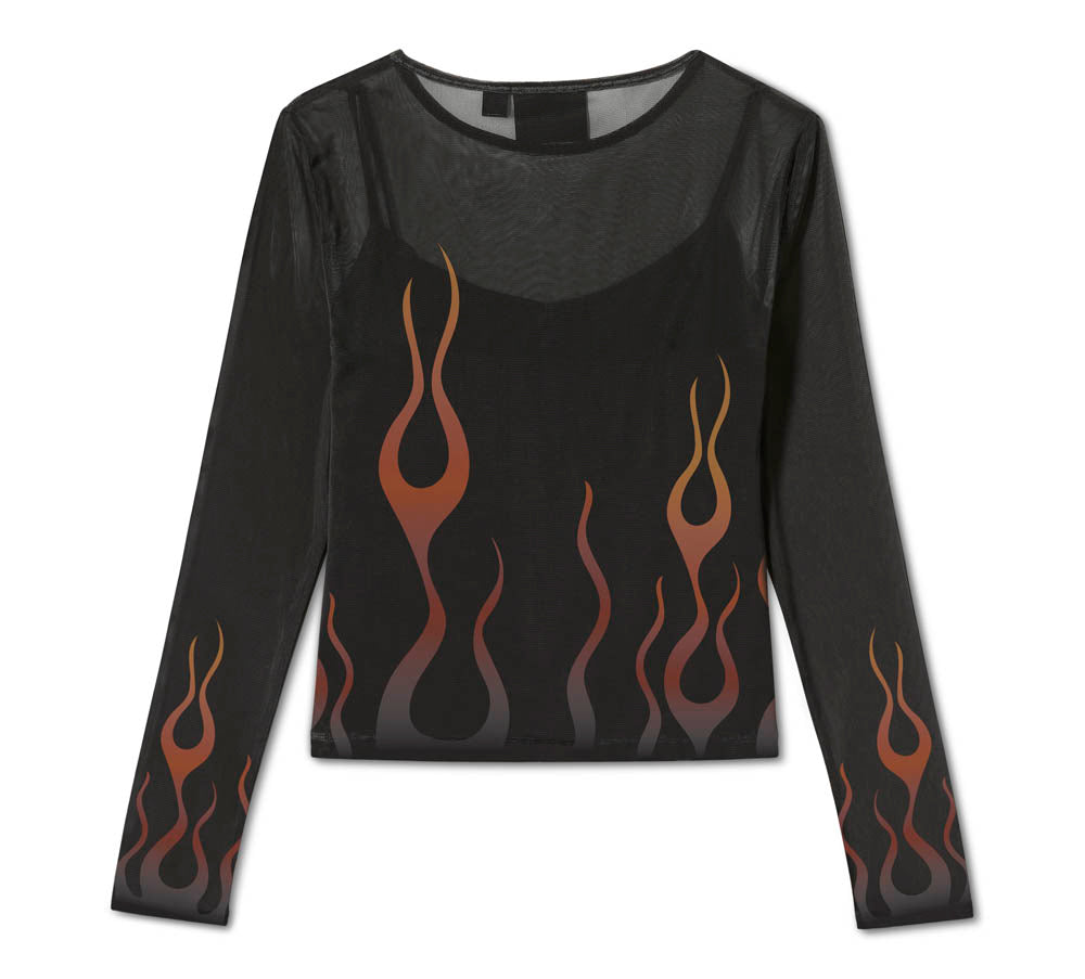 WOMEN'S FLAMES FOR DAYS MESH TOP – Road and Sport Harley-Davidson