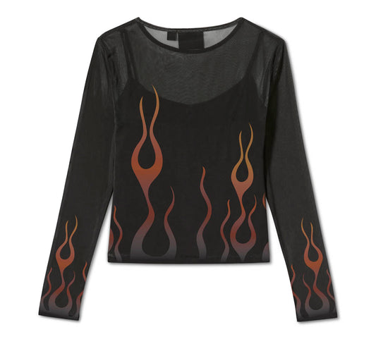 WOMEN'S FLAMES FOR DAYS MESH TOP